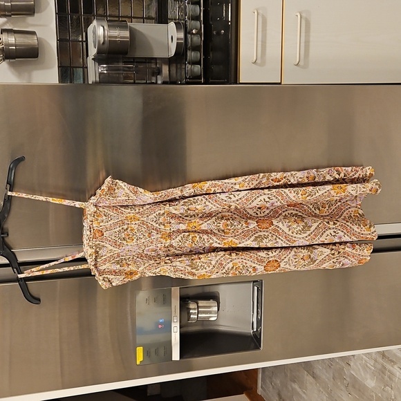 💕DEREK LAM 10 CROSBY Madani Linen Blend Smocked Skirt Light Khaki Floral 12 NWT - Picture 12 of 16